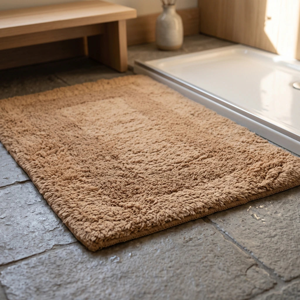 Alfombra Baño Pelo Corto Beige - NUBA HOME