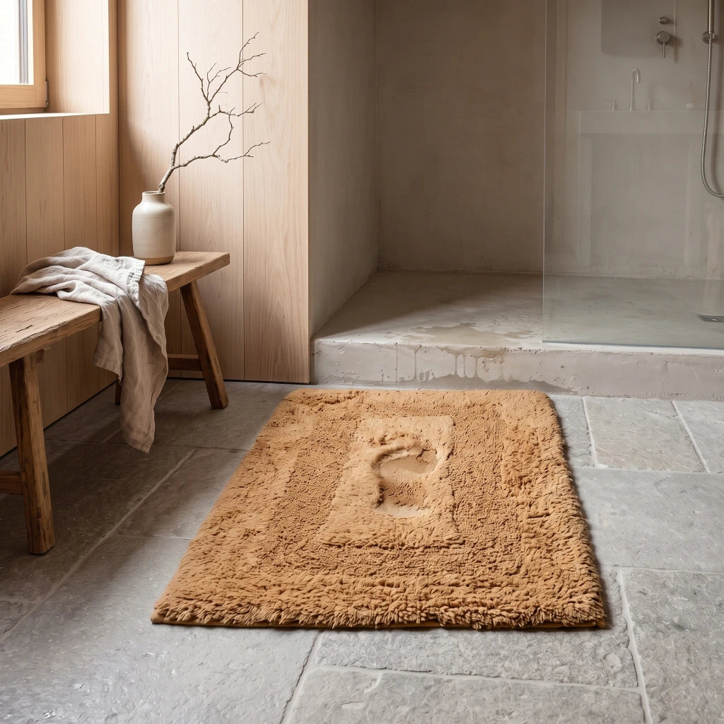 Alfombra Baño Pelo Corto Beige - NUBA HOME